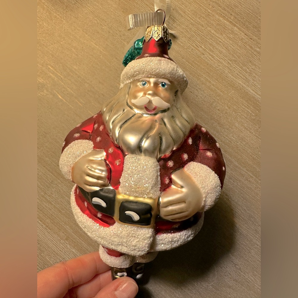 Mercury‎ Glass Ornament Santa Clause Bubble 3D and Blue Mittens Tree Ornament